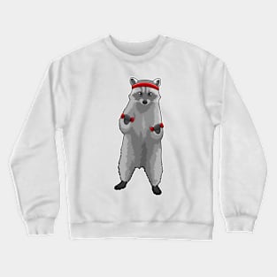 Racoon at Fitness with Dumbbells Crewneck Sweatshirt